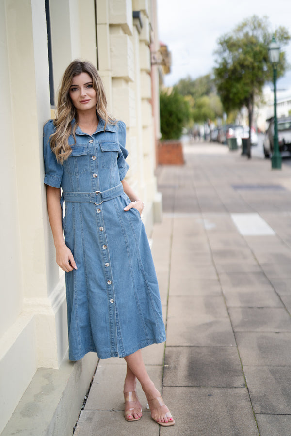 Anna Denim Maxi Dress
