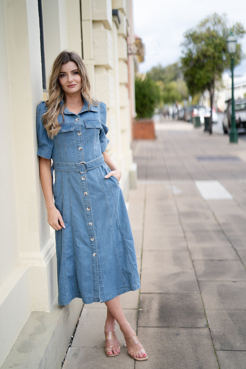 Anna Denim Maxi Dress
