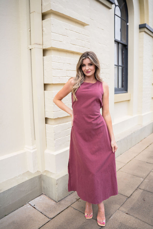 'Feather and Noise' Eleanor Maxi Dress - Wine