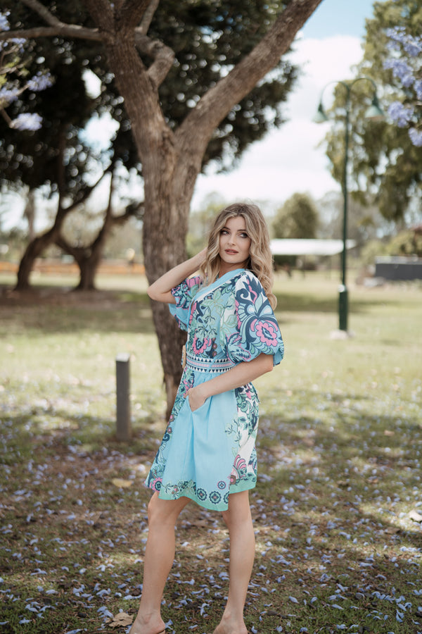 Dali Mini Event Dress - Island Blue