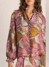Daria Shirred Blouse - Leaf Print