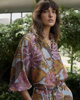 Daria Shirred Blouse - Leaf Print