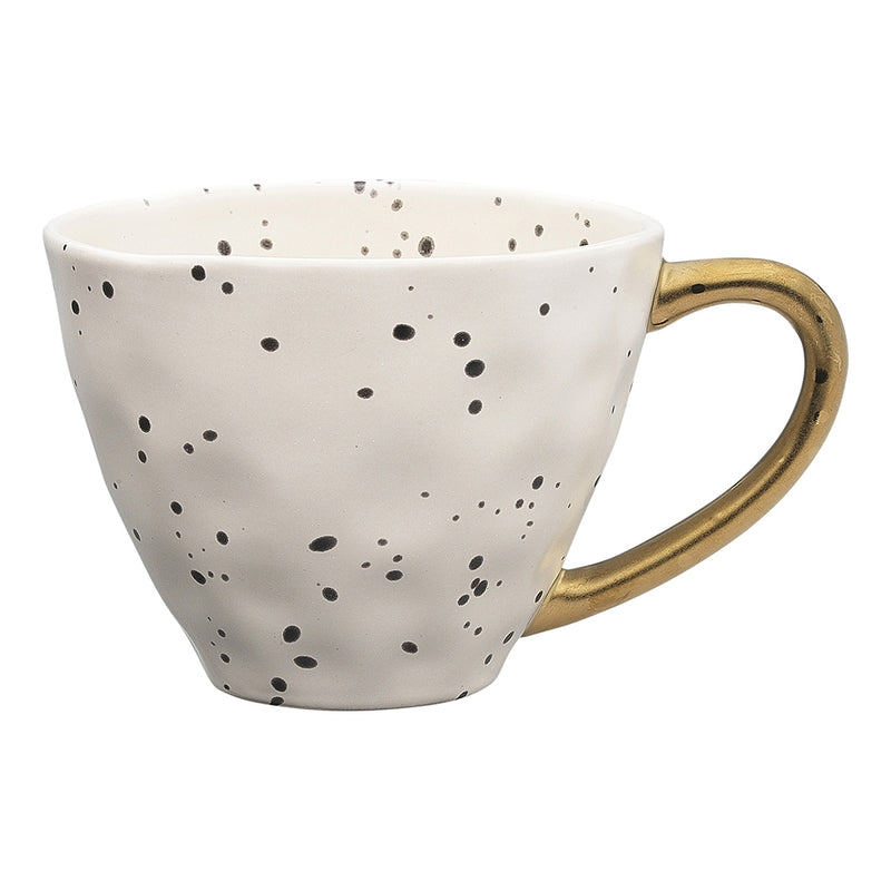 'Ecology' Speckle Polka Mug with Gold Handle