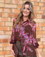 Nyomi Blouse sheer lightweight viscose with exclusive print and camisole layering