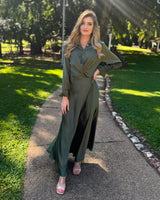 Shay Drape Shirt Event Dress