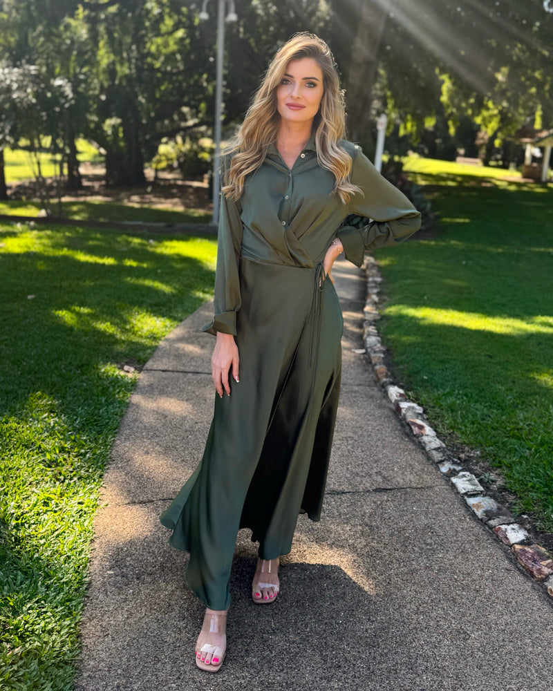 Shay Drape Shirt Event Dress