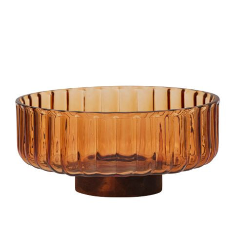 Mardin Glass/Wood Footed Bowl
