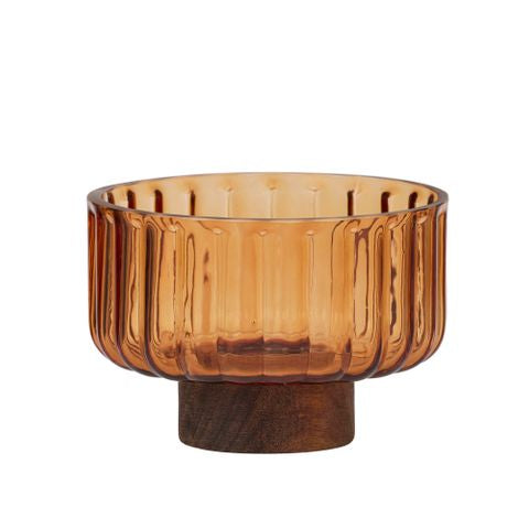 Mardin Glass/Wood Footed Bowl