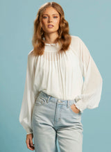 Another Love Shirred Neck Shirt - Off White