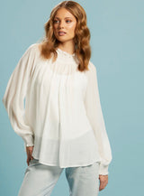 Another Love Shirred Neck Shirt - Off White