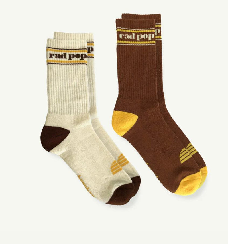 ‘Banabae’ Rad Pop ORGANIC COTTON CREW SOCK PACK - MENS NATURAL AND BRO