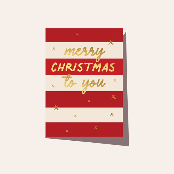 ‘Elm Paper’ Merry Christmas Stripe Card