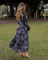 Alix Mesh Dress - Blurred Floral - Blue
