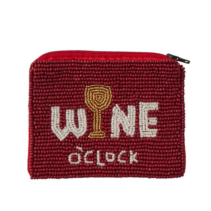Wine Time Beaded Coin Purse