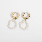‘Talis’ Caitlyn 18K Gold Plate Pearl Hoop Earrings