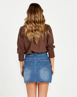 Roxy Shirred Shirt - Chocolate