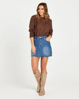 Roxy Shirred Shirt - Chocolate