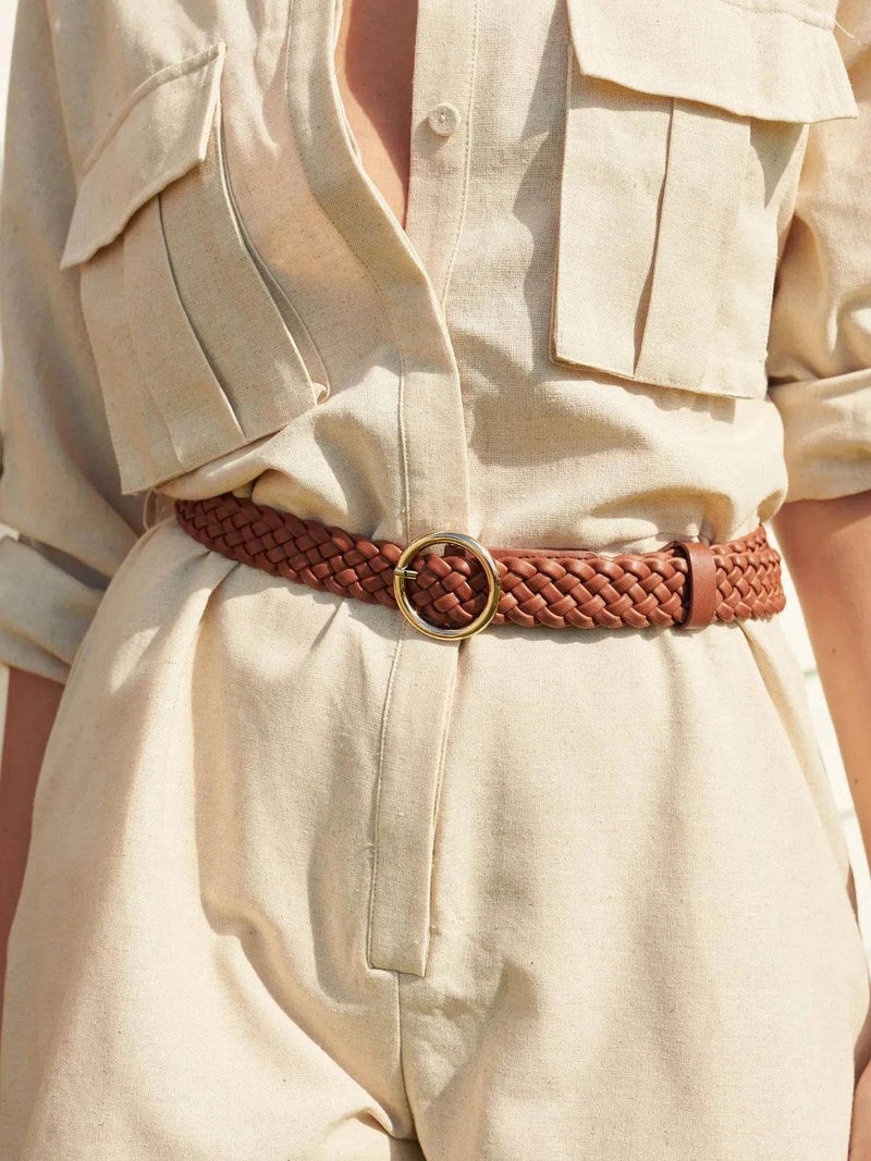 Emma Braided Round Vegan Buckle Belts