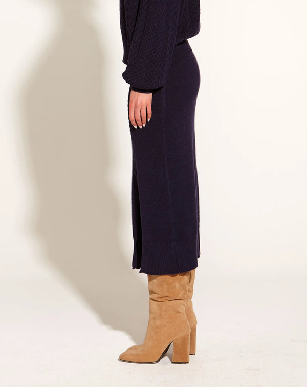 Treasure Me Midi Knit Skirt - Navy