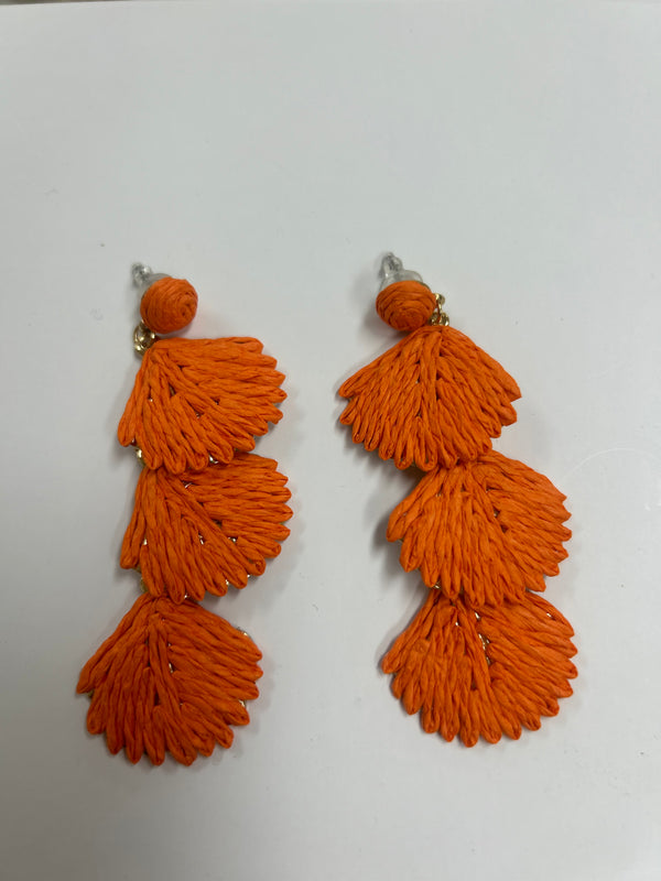 Bohemian Style - Orange  Rattan Earrings