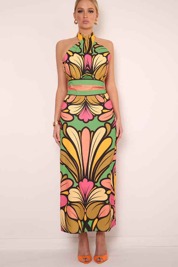 Portugals Calling Maxi Event Dress - Green Apple