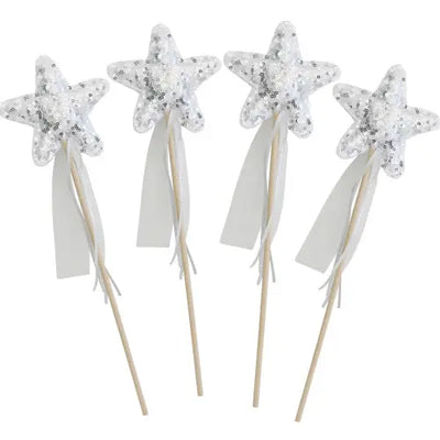 ‘Alimrose’ Star Sequin Wands - Assorted Sparkles – Silver