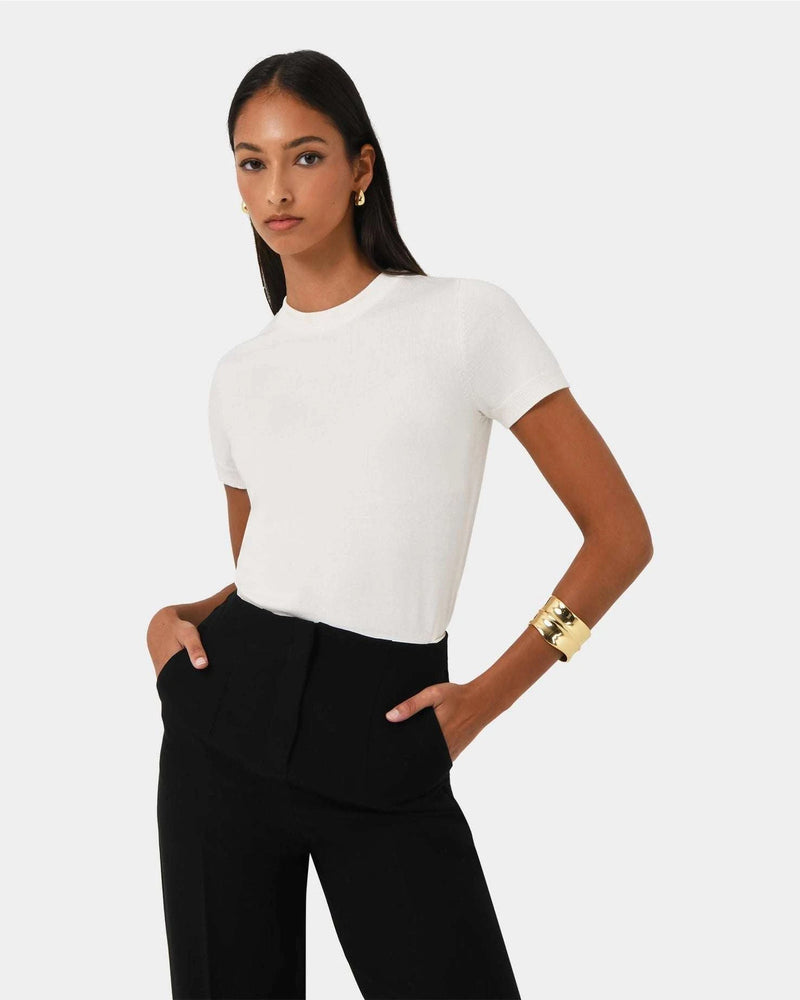 Catherine Short Sleeve Knit Top - Ivory