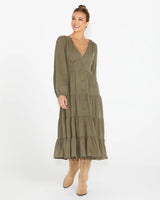 Charity Tiered Midi Dress - Olive