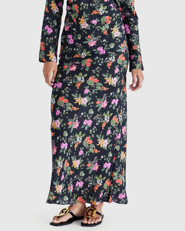 Beckett Bias Skirt - Night Floral