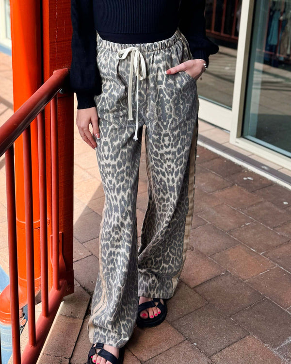 by Frankie Leopard Racer Pants
