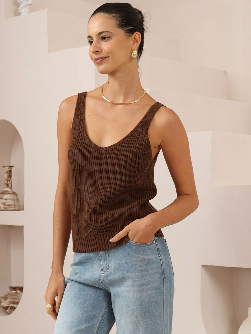 Connie Knit Tank - Chocolate
