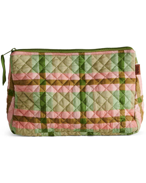 ‘Kip & Co’ Pistashio Tartan Quilted Toiletry Bags