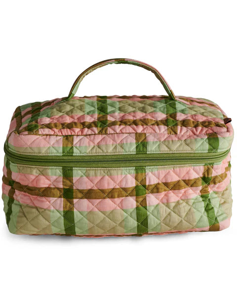 ‘Kip & Co’ Pistashio Tartan Quilted Toiletry Bags