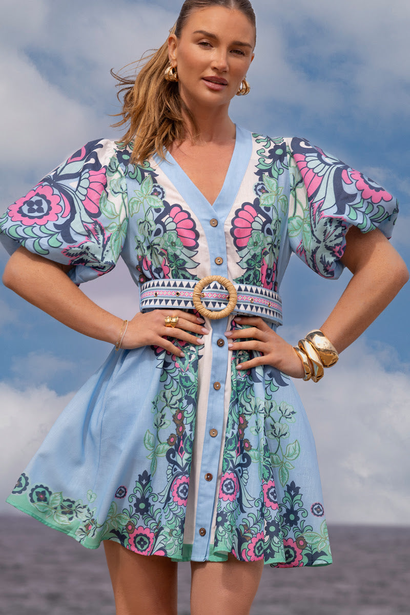 Dali Mini Event Dress - Island Blue