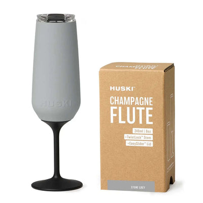 'Huski' Champagne Flute - Assorted Colours – Stone Grey