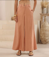 Tineil Wide Leg Linen Blend Pant - Peach