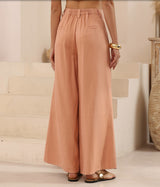Tineil Wide Leg Linen Blend Pant - Peach