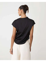 Zafina Pleated Draped Top - Black