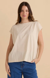 Beth Boatneck Tee - Pebble
