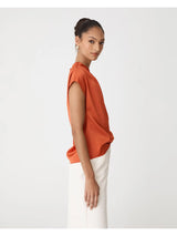 Zafina Pleated Drapped Top - Burnt Orange