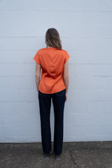 Zafina Pleated Drapped Top - Burnt Orange