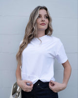 White Jen Tee casual cotton blend shirt for versatile everyday wear