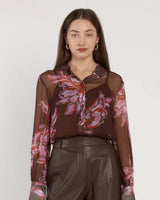 Elegant Nyomi Blouse in sheer lightweight viscose with exclusive print and included camisole