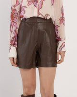 Elayra Leather Short high-rise tailored genuine leather shorts for versatile styling