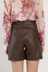 Elayra Leather Short high-rise tailored genuine leather shorts for versatile styling