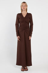 Abia Gathered Front Jersey Maxi Dress