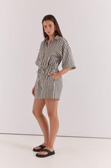 Ingrid Tie Waist Playsuit-Jumpsuits and Playsuits-Sass Clothing-House of Holabox