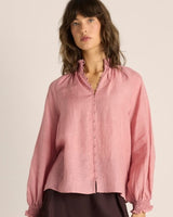 Lani Shirred Blouse - Dusty Rose