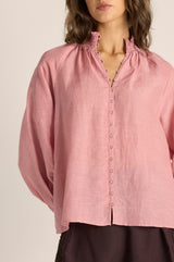 Lani Shirred Blouse - Dusty Rose