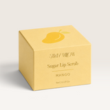 House of Holabox Stray Willow Mango Sorbet sugar lip scrub box in yellow packaging with mango illustration